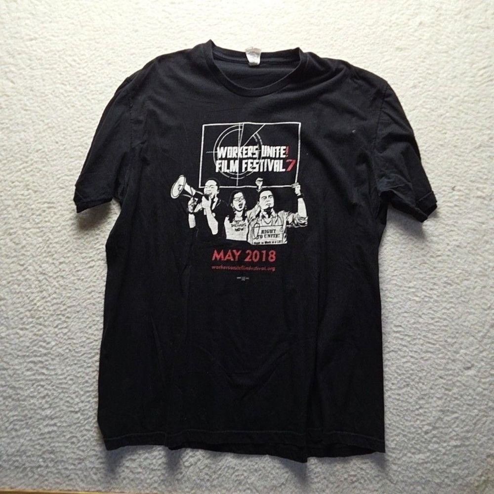 Royal Apparel Shirt Mens 2XL Black Workers Unite Film Festival Tee May 2018 USA